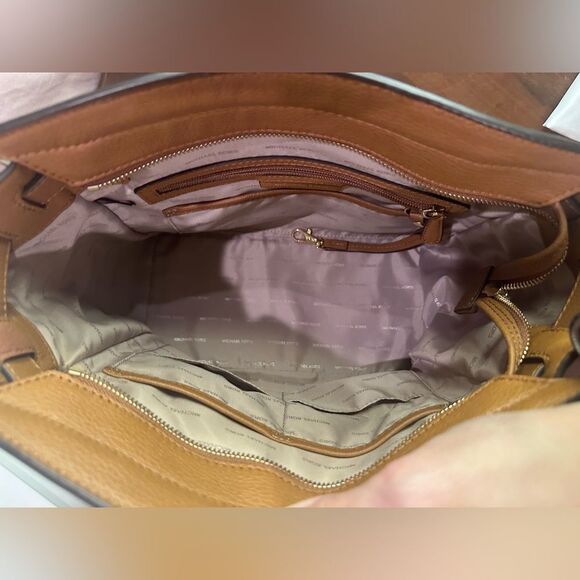 NEW Michael Kors Hamilton Studio Brown Acorn Leather Satchel Camel Keylet $428 - Picture 15 of 16
